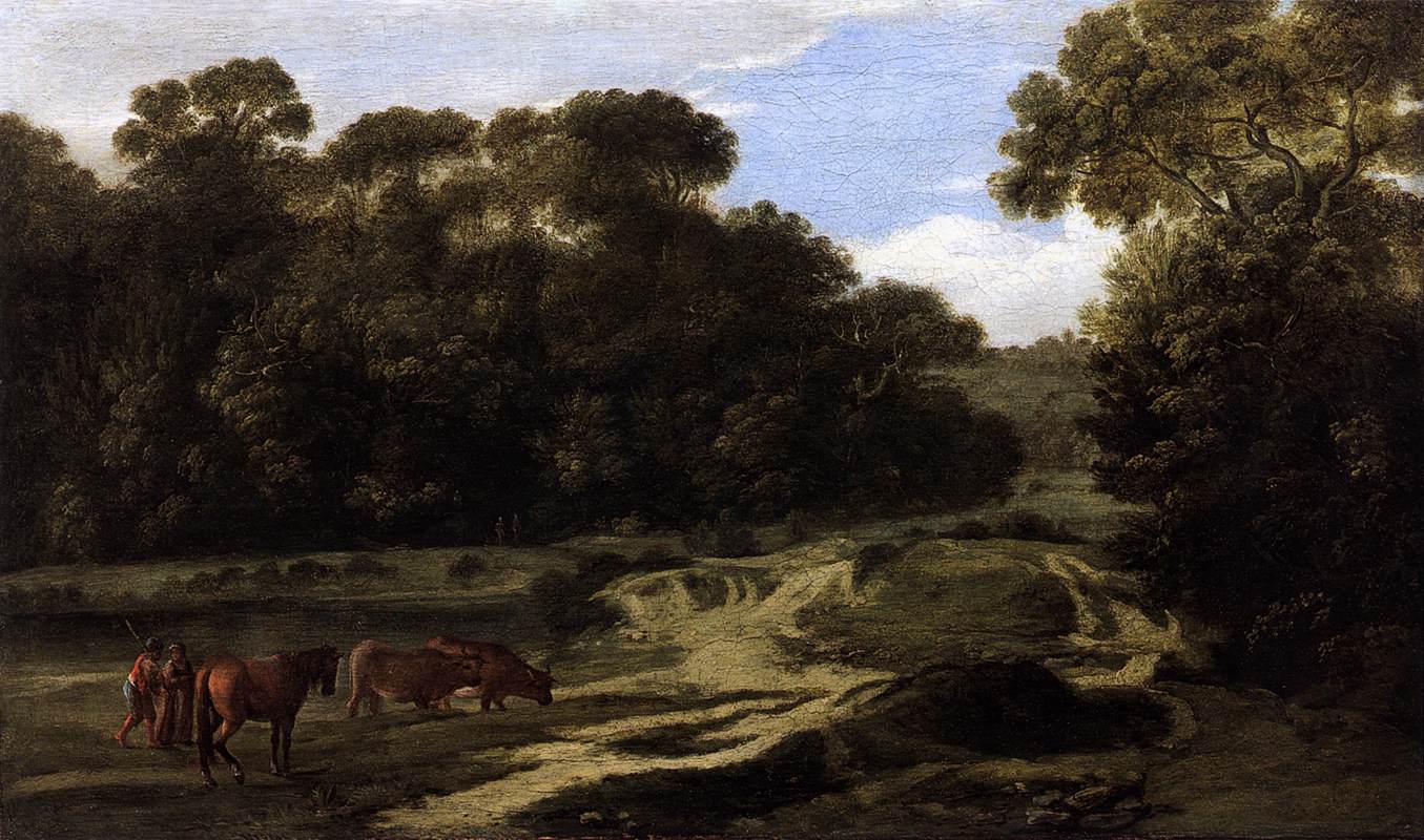 Forest Path with Shepherds and Flock