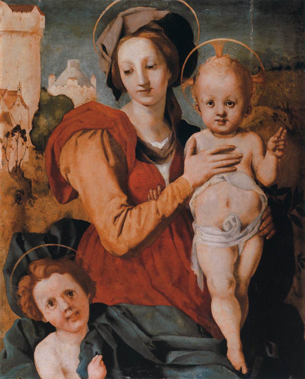 Bakire ve genç San Juan Bautista ile çocuk