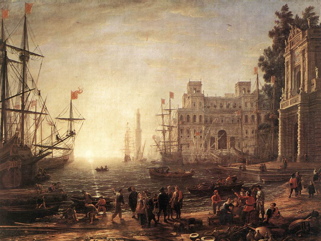 Scena del porto con la villa di Medici