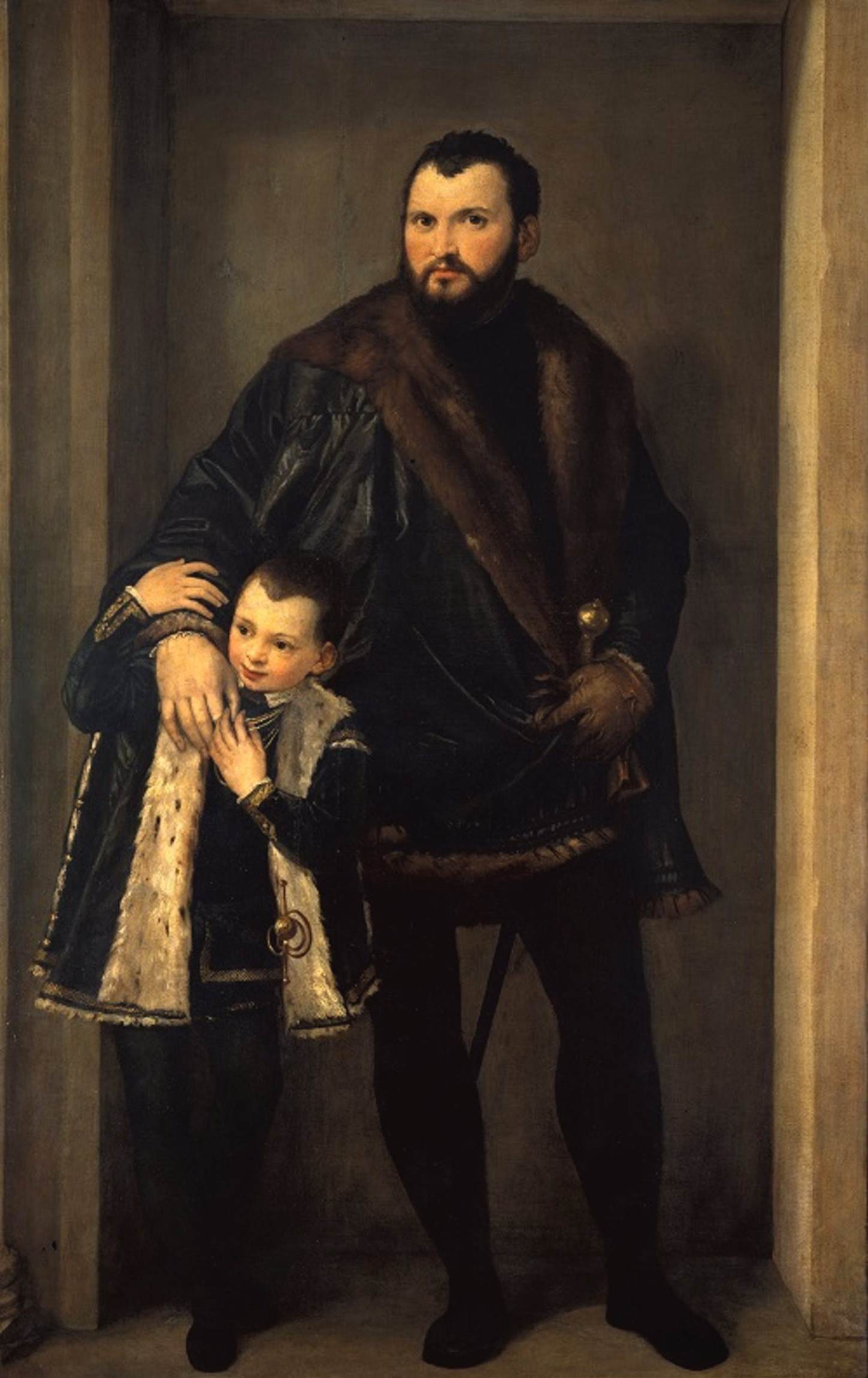 Portrait du comte Giuseppe donne Porto avec son fils Leonida