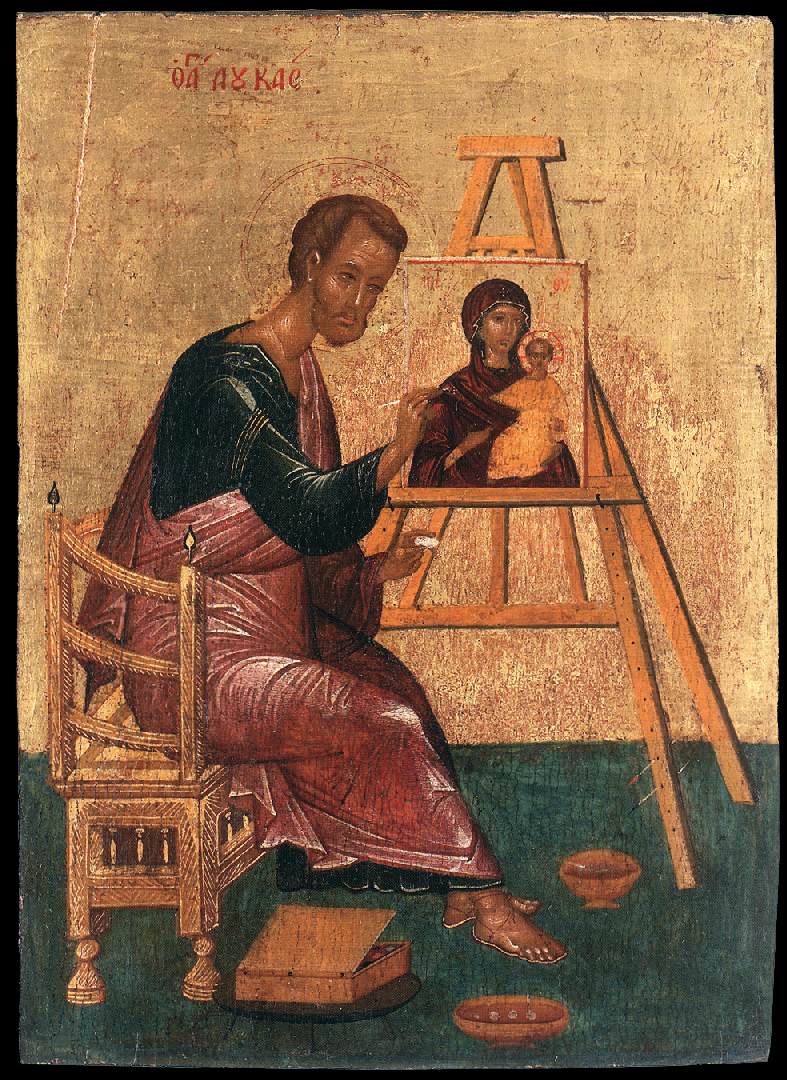 Lucas pinta o ícone da Mãe de Deus Hodegetria