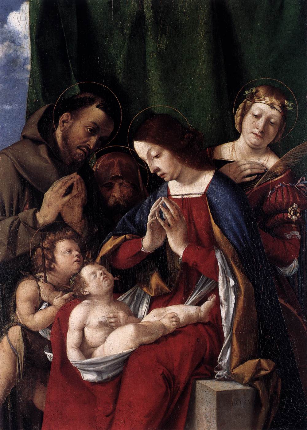 Die Jungfrau und das Kind mit San Francisco, Juan Bautista, Jerónimo und Catalina