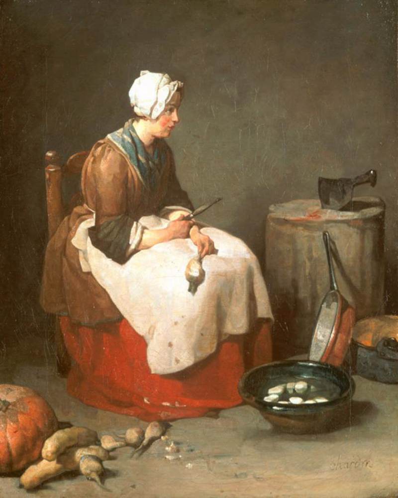 Woman Peeling Turnips