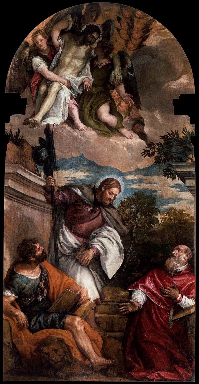 San Marcos, Santiago ve Jerónimo, Ángeles tarafından doğan ölü Mesih ile birlikte