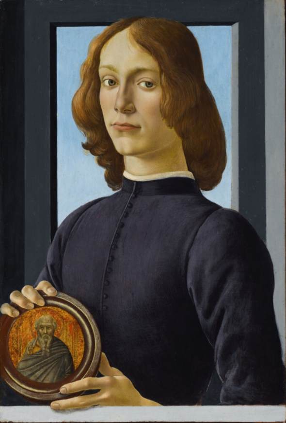 Yuvarlak tutan genç bir adamın portresi