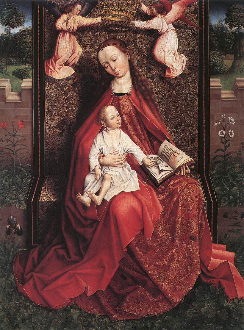 Madonna e criança coroada por dois anjos