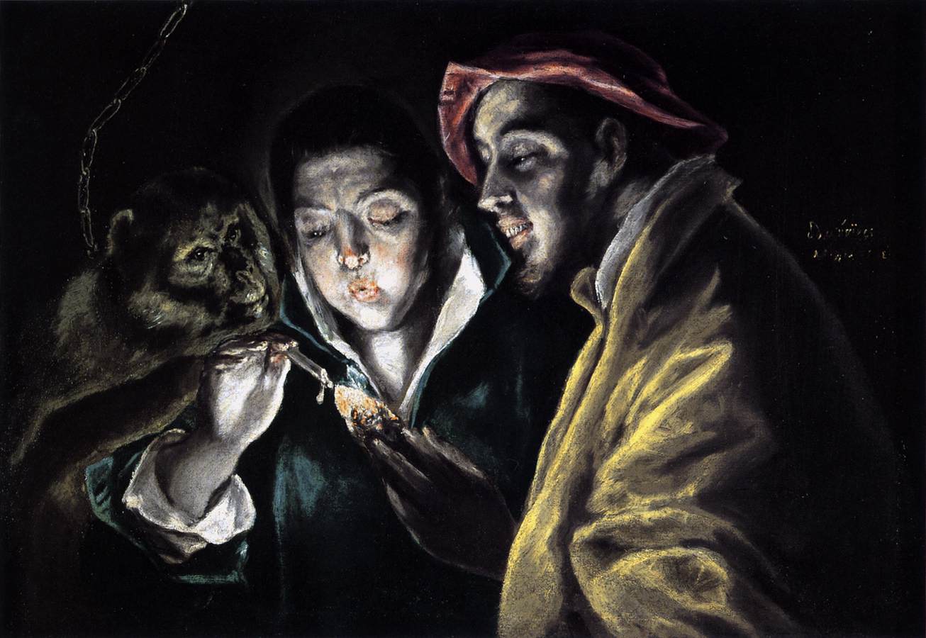 An Allegory with a Child Lighting a Candle in the Company of a Monkey and a Jester (Fable)