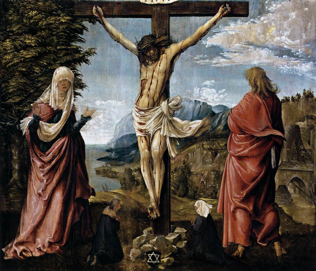 Christus op het kruispunt tussen Maria en Saint John