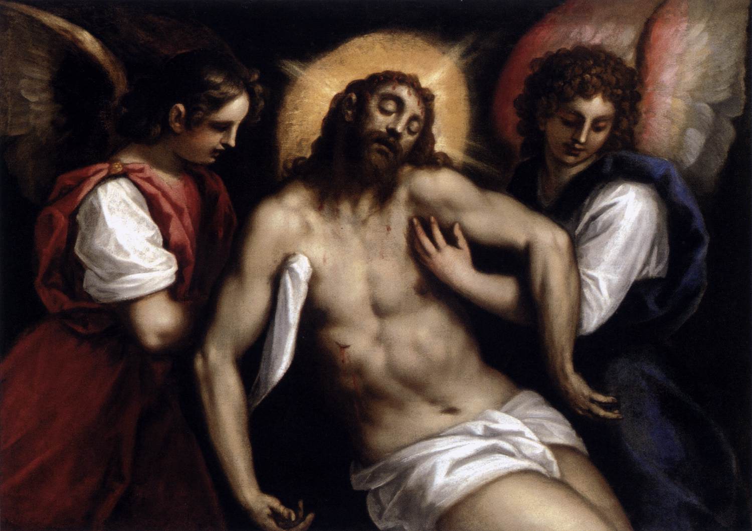 Le Christ mort avec deux anges