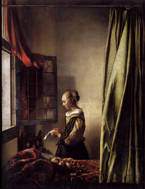 Girl Reading a Letter in an Open Window