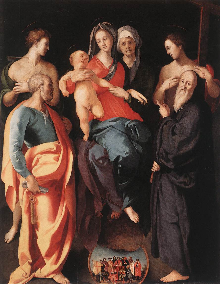 Jomfruen og barnet med Santa Ana og andre hellige