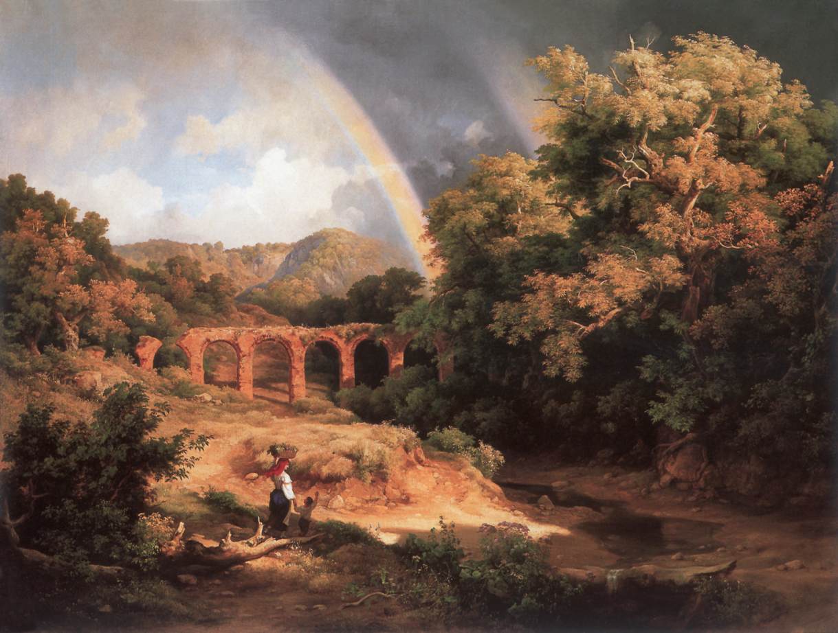 Paisaje Italiano con Viaducto y Arco Iris