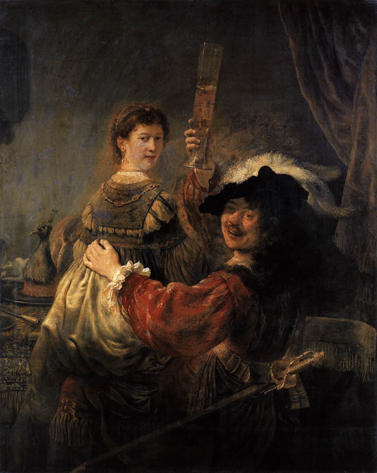 Rembrandt y Saskia en La Escena del Hijo Pródigo en La Taberna