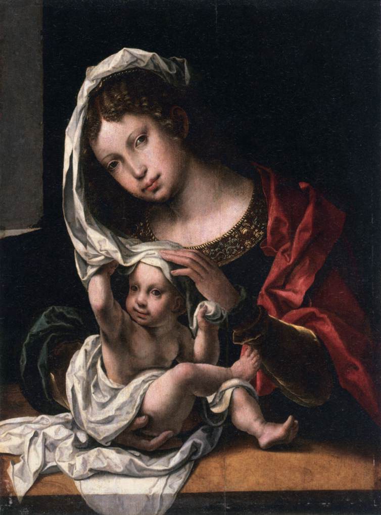 La vierge et l'enfant avec le voile
