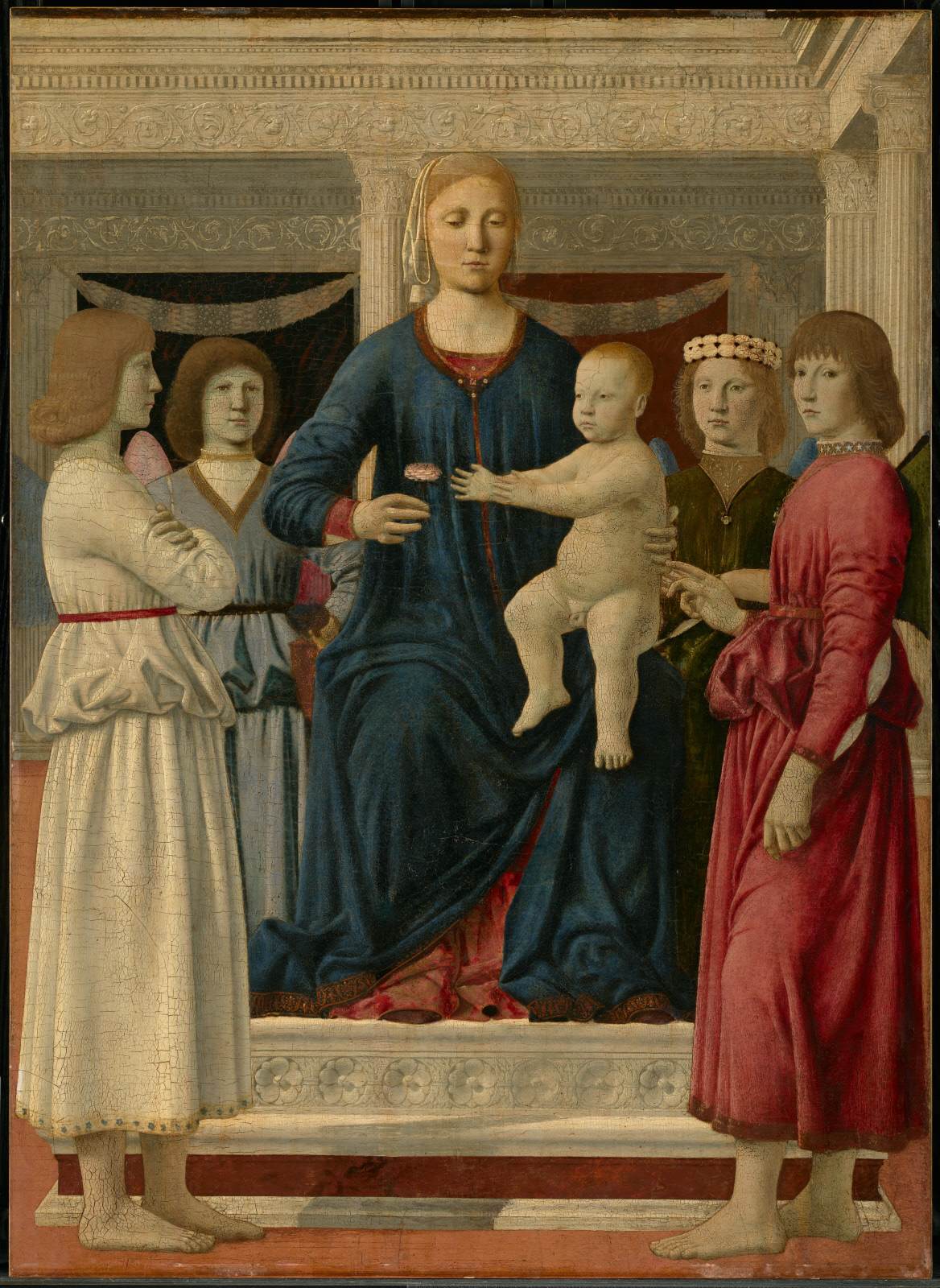 La Vierge et l'enfant aidés par les anges