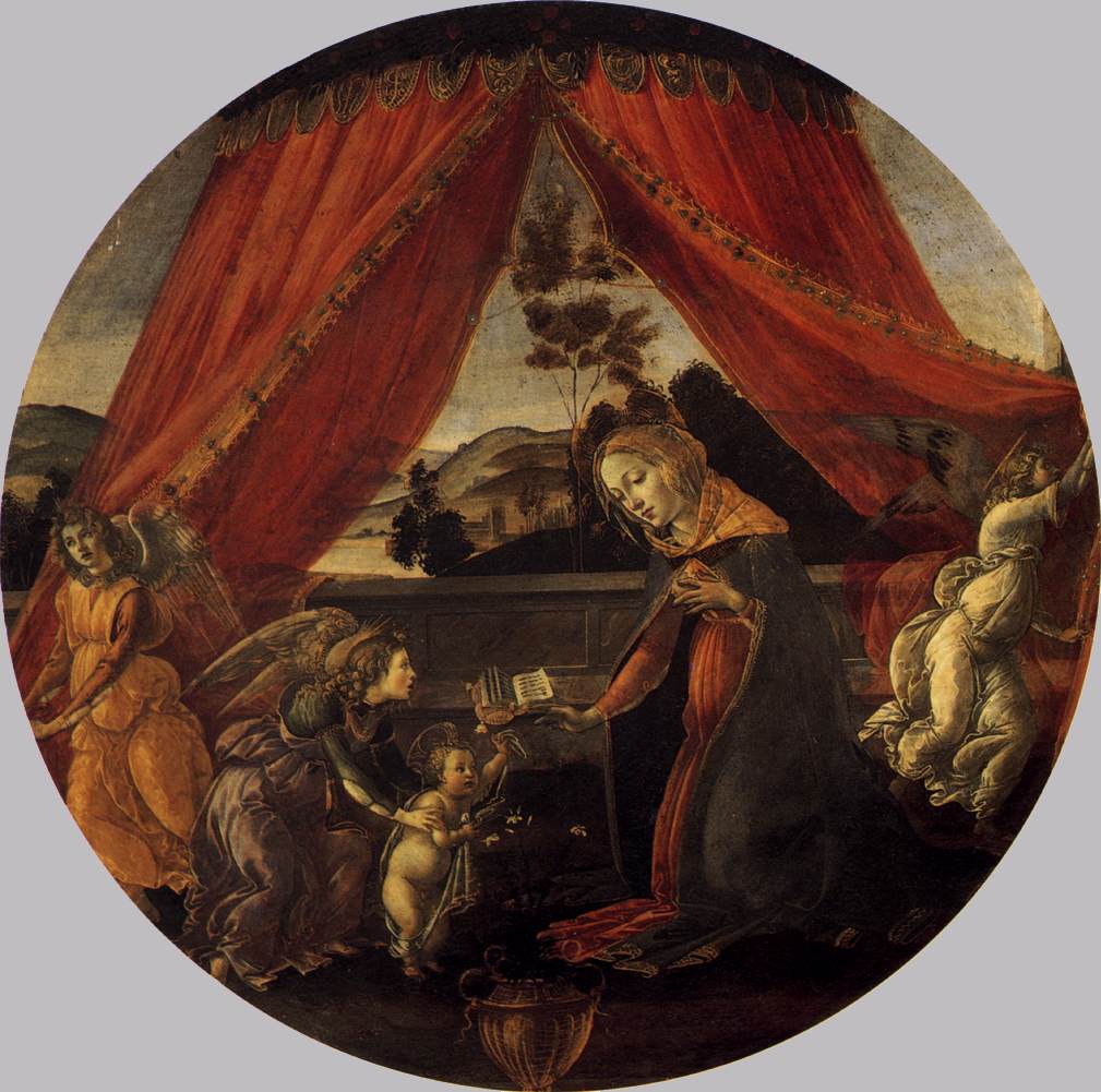 Bakire ve üç melekli çocuk (Virgen del Padiglione)