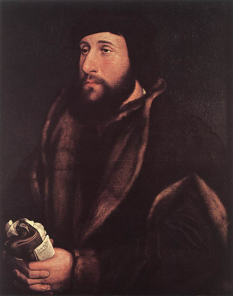 Portrait of a Man Holding Gloves and Letters