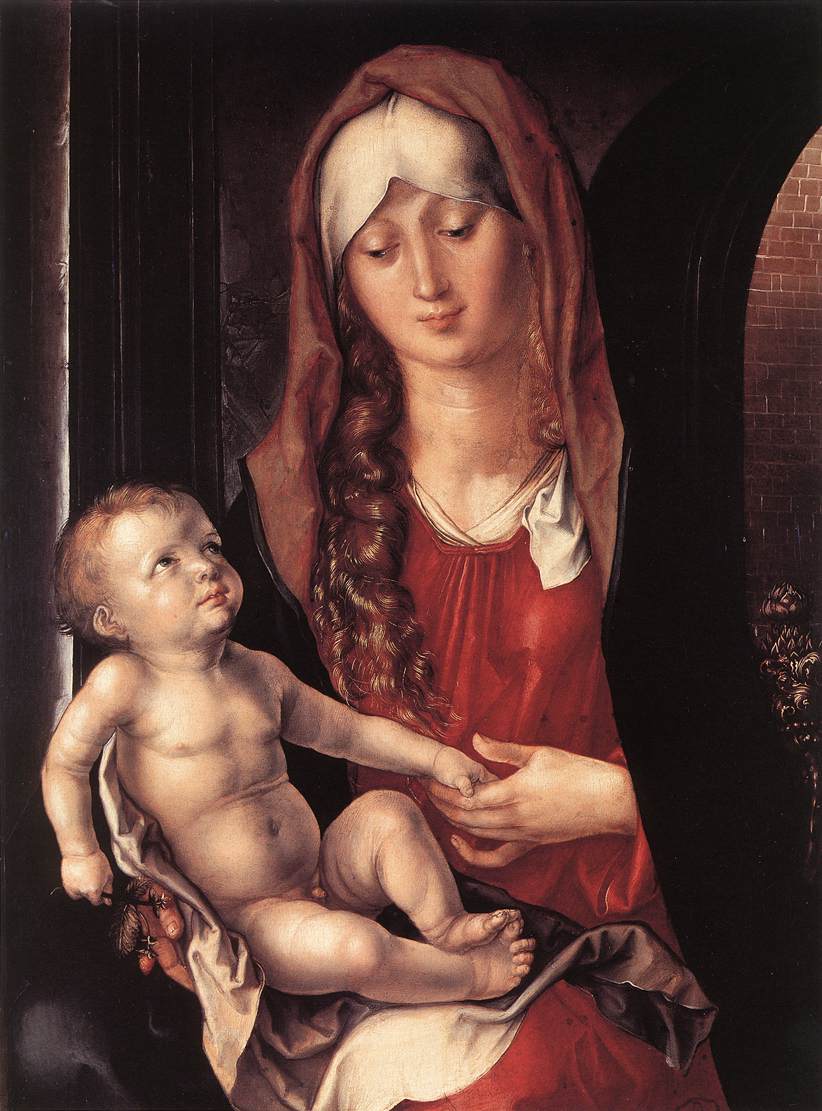 La vierge et l'enfant avant une arche