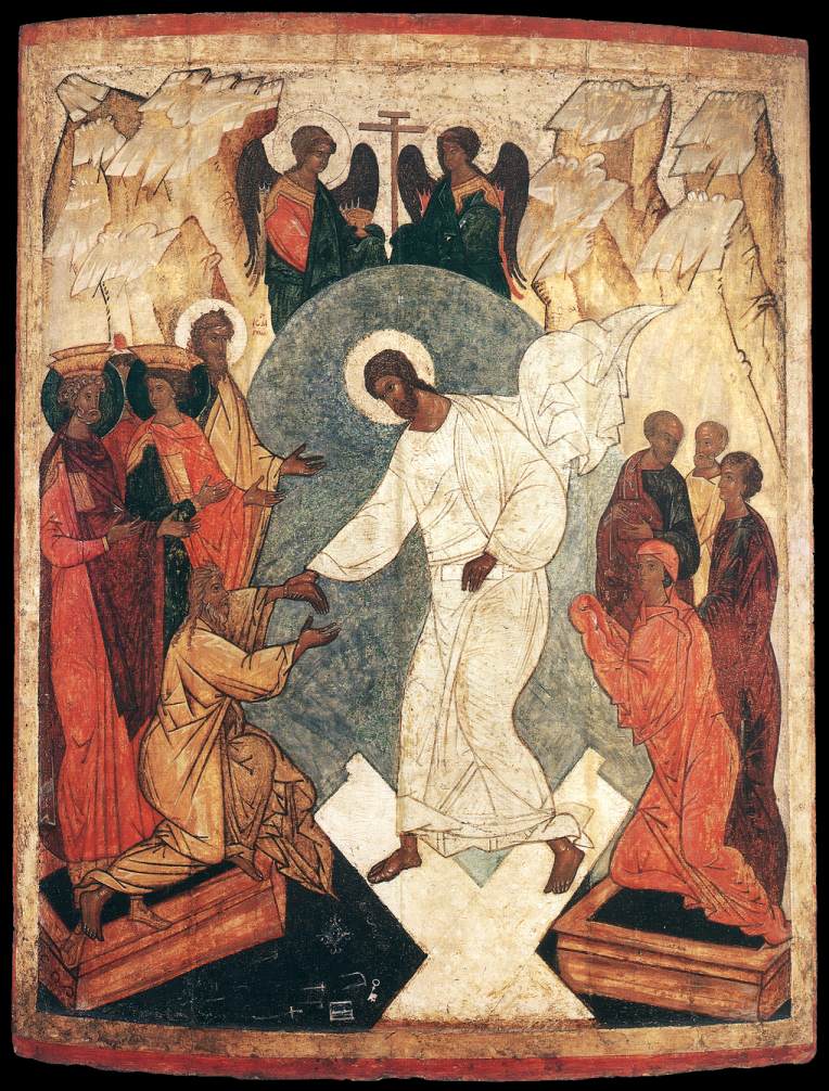 La résurrection du Christ et le déchirant de l'enfer