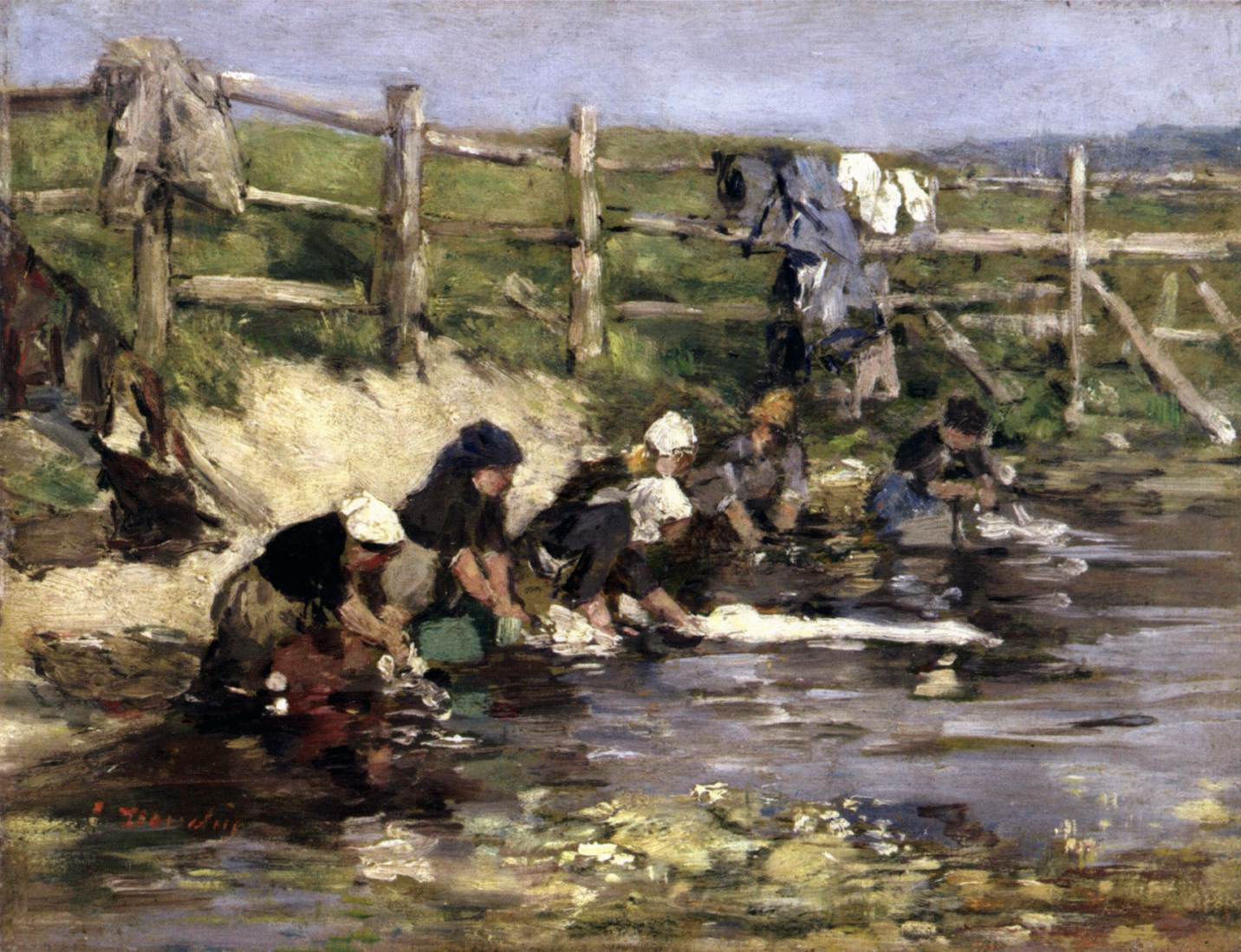 Washers beside the creek