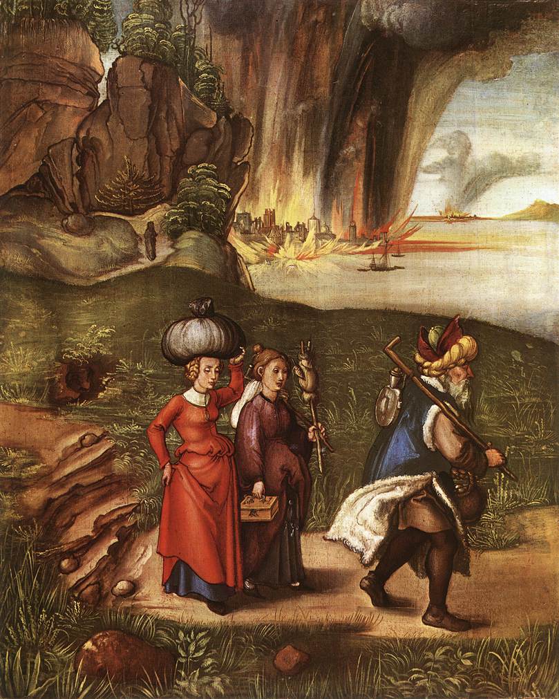 Lot Flees with His Daughters from Sodom