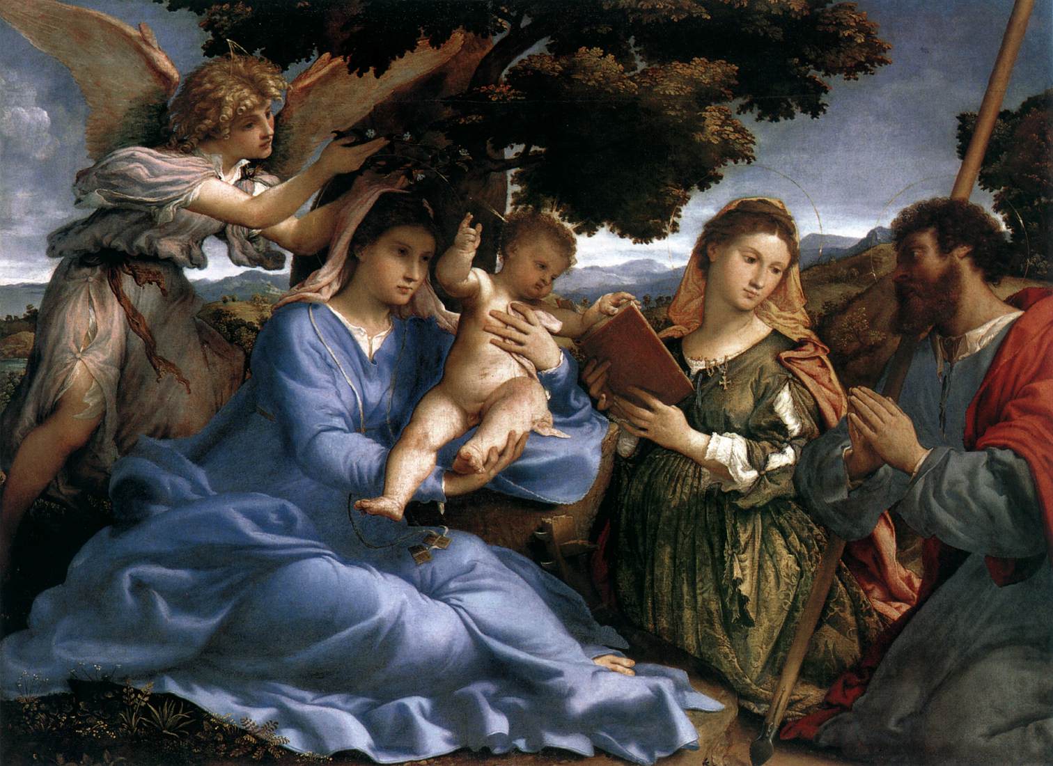 La vierge et l'enfant avec les saints et un ange