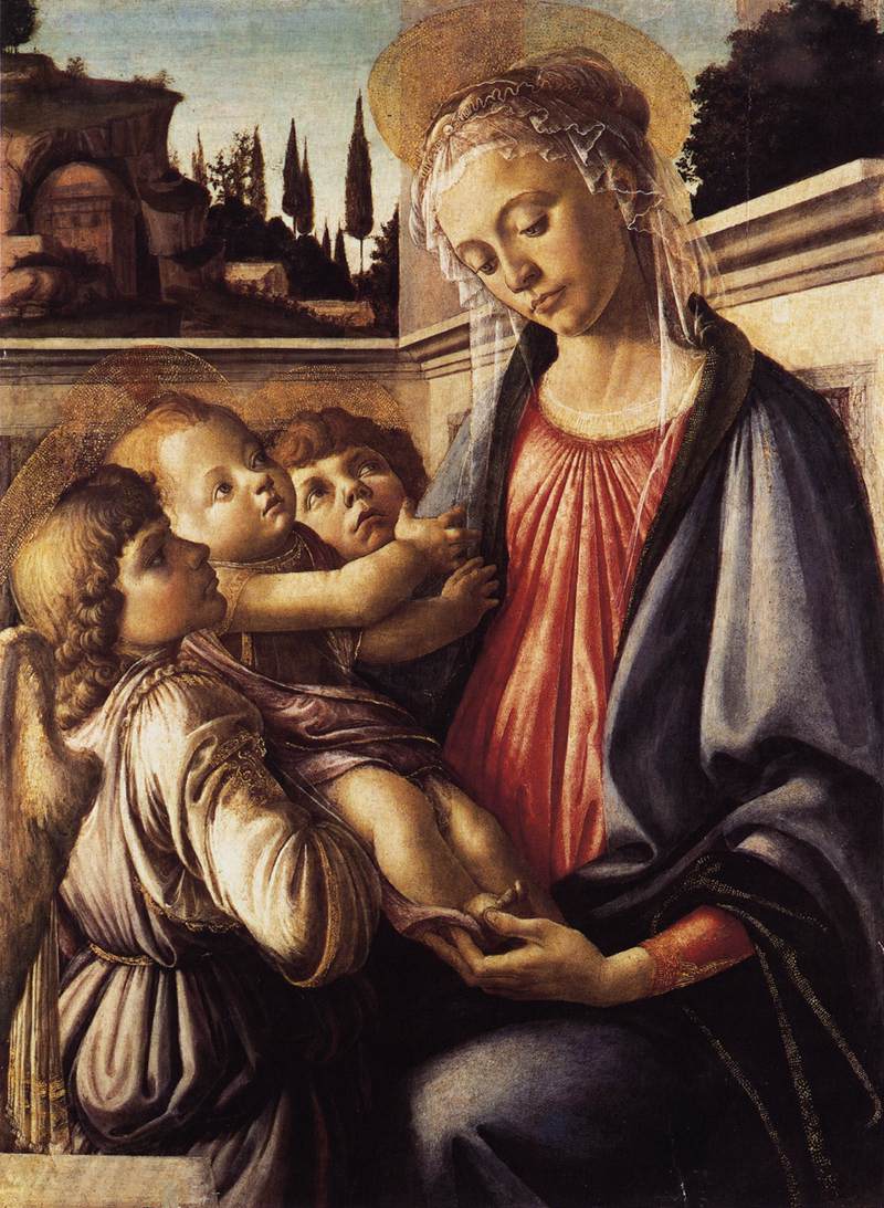 Die Jungfrau und das Kind und zwei Engel