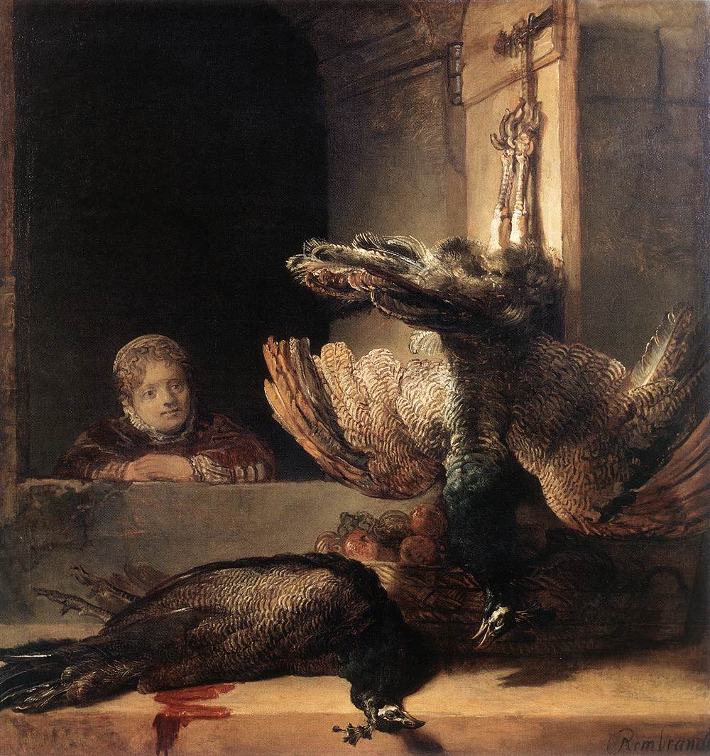 Still Life with Two Dead Peacocks and a Girl