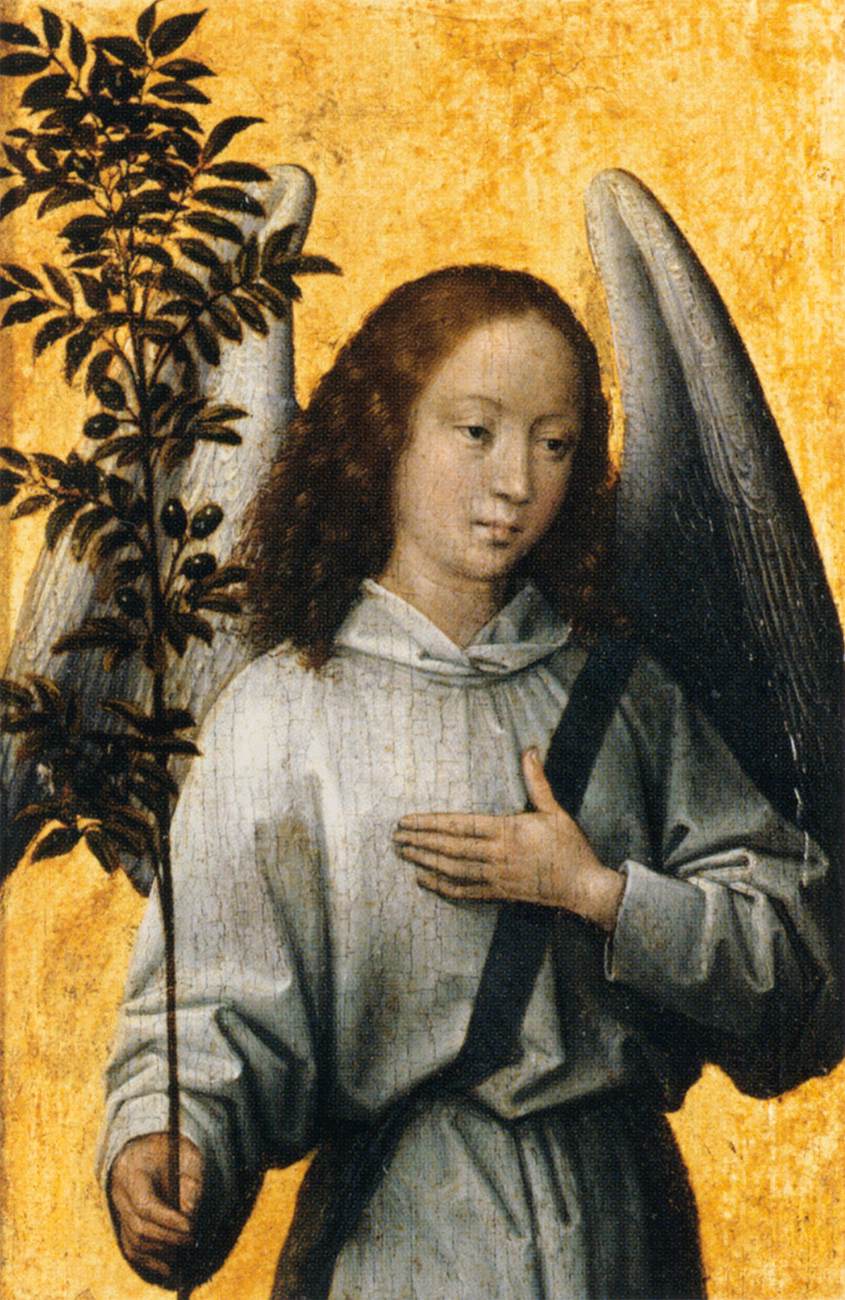 Angelo con un ramo d'ulivo, emblema della pace divina