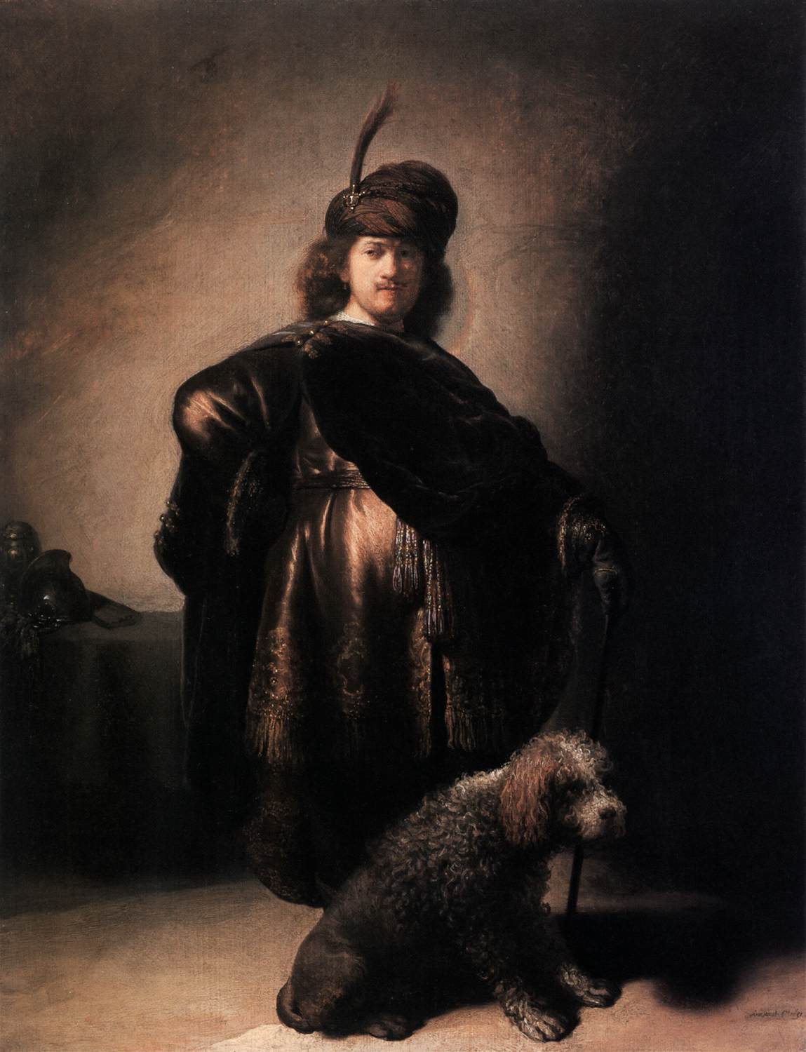 Self Portrait in Oriental Costume with Poodle