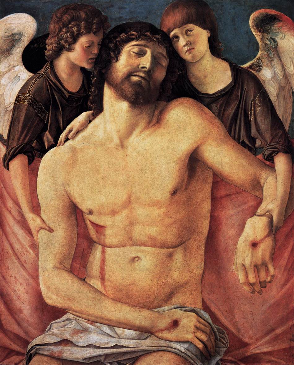 Cristo morto carregado por dois anjos