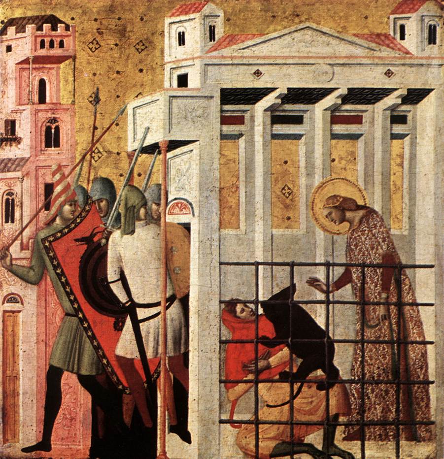Sceny życia San Columba (San Columba uratowana obok Bear)