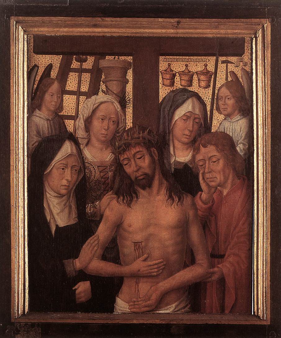 Man of Sorrows with Mary and John and Two Holy Women