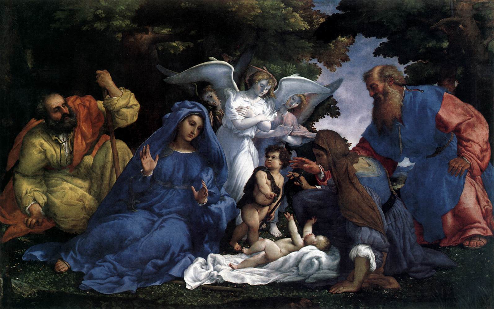 La famiglia sacra con angeli