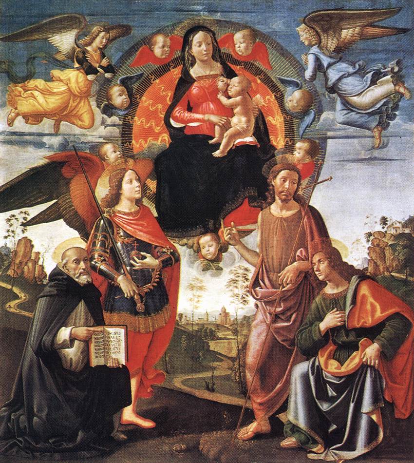 Die Jungfrau in Ruhm mit den Heiligen