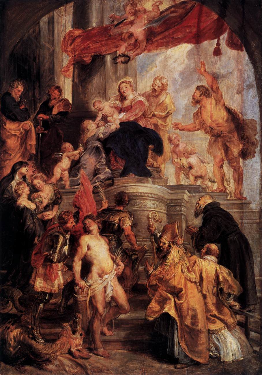 Panna a dítě enthronovaly se svatými