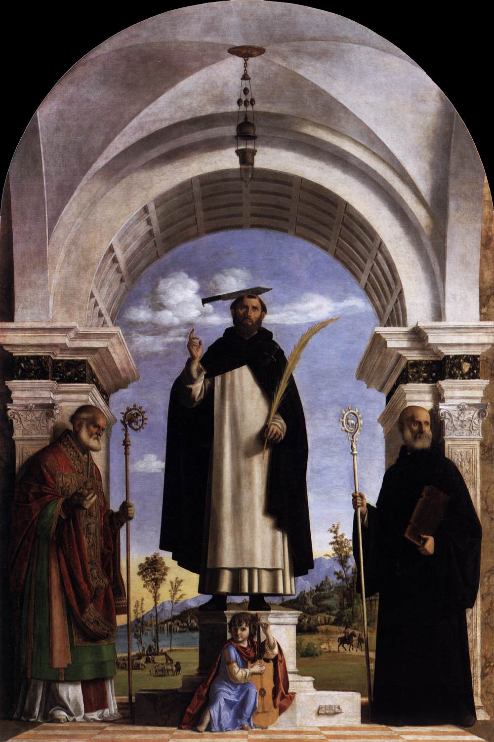 San Pedro Mártir med San Nicolás de Bari, San Benedict og en engelmusiker