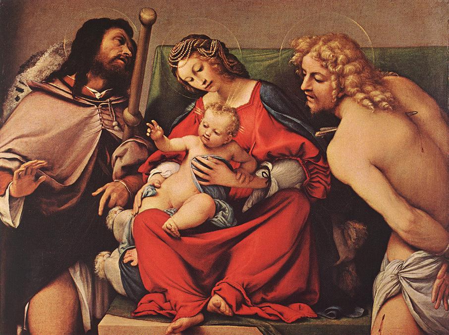 La vierge avec El Niño et San Roque et Sebastián