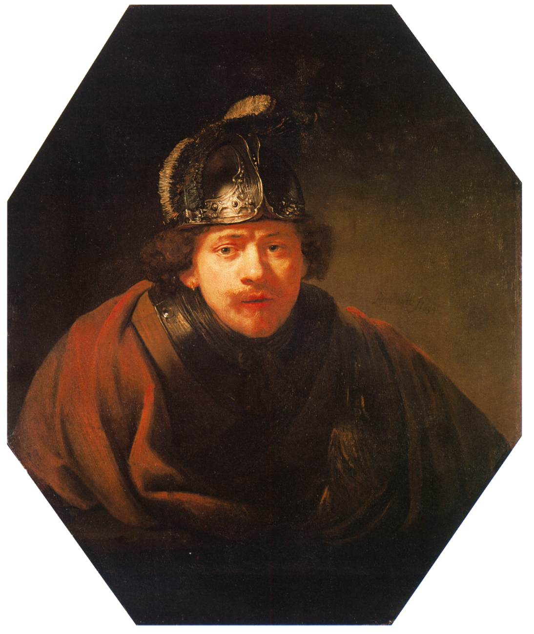 Retrato de Rembrandt con Gorget y Helmet