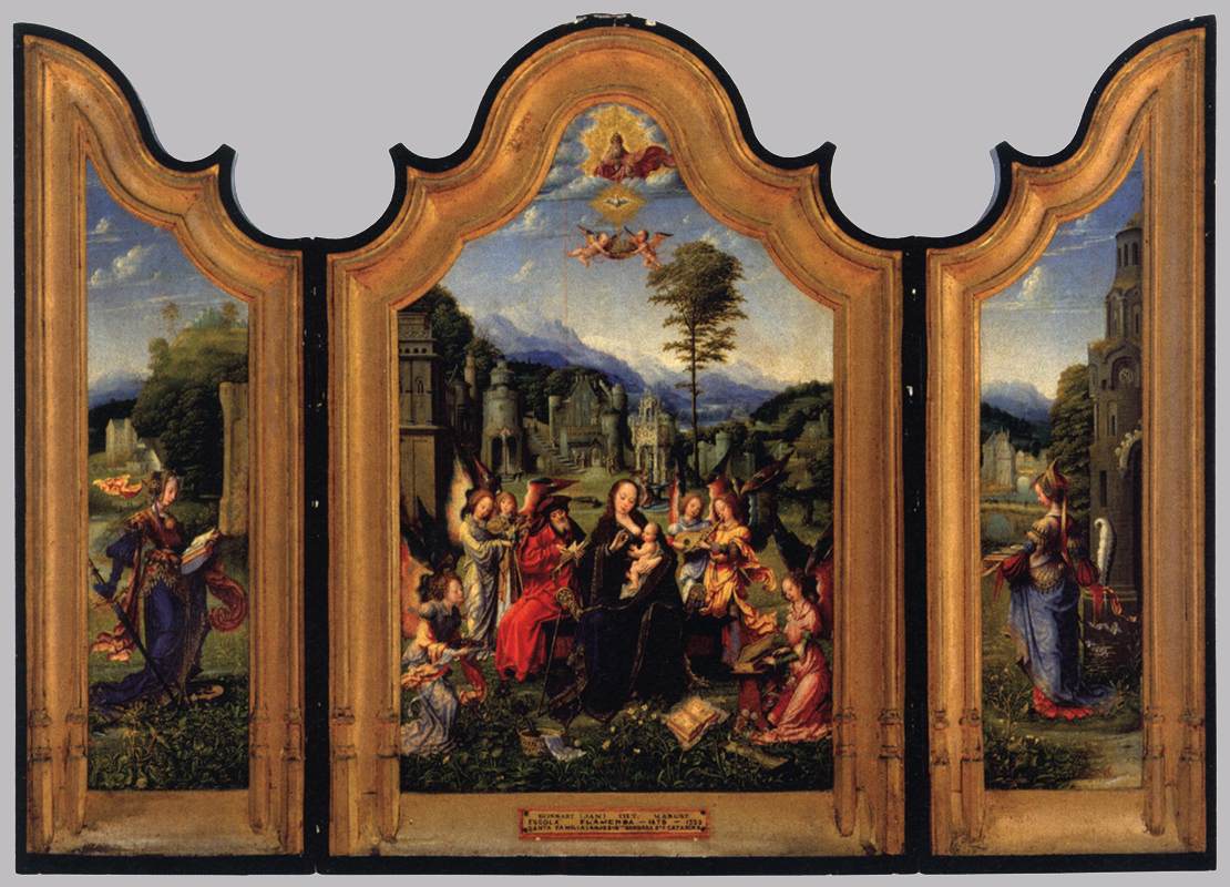 聖なる家族との三連祭壇画