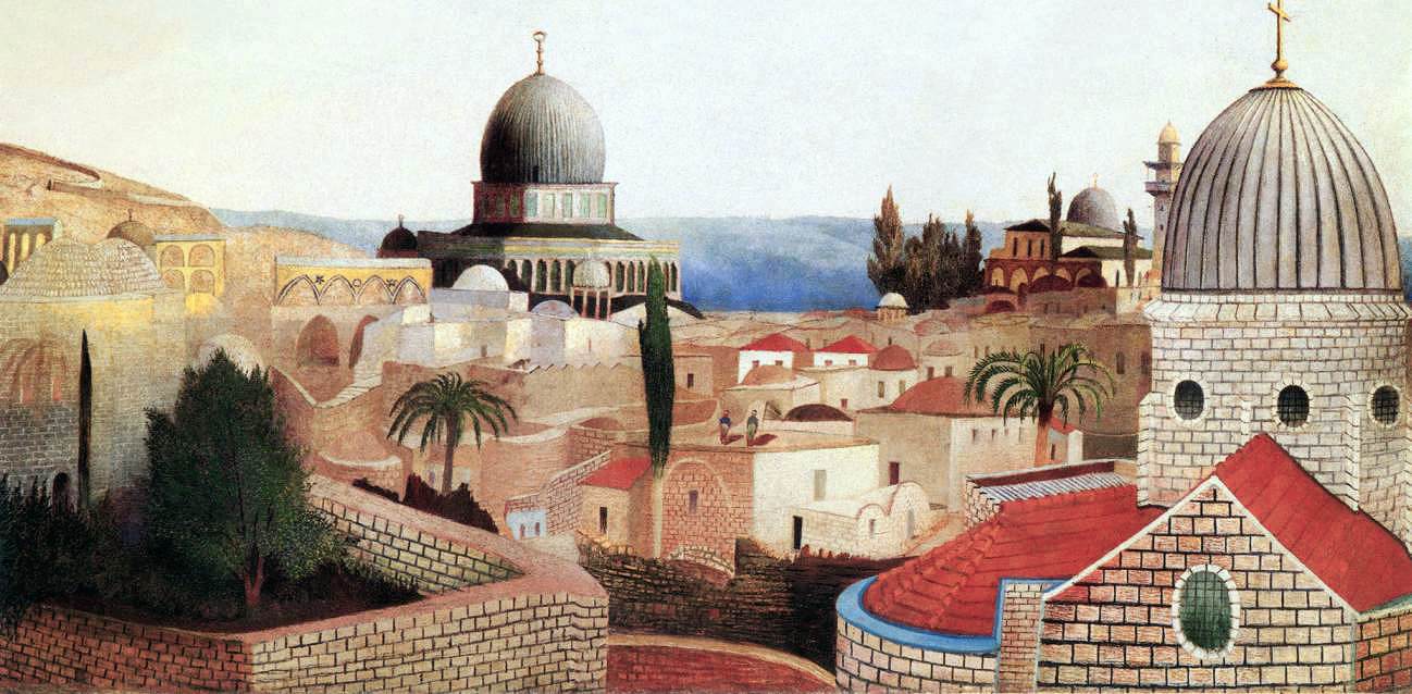 Vista del Mar Morto dal Plaza del Temple a Gerusalemme