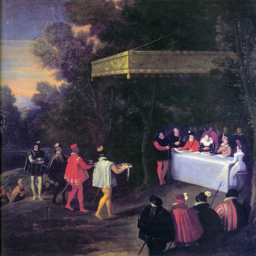 Banquete ao ar livre para Henrique IV da França e sua família