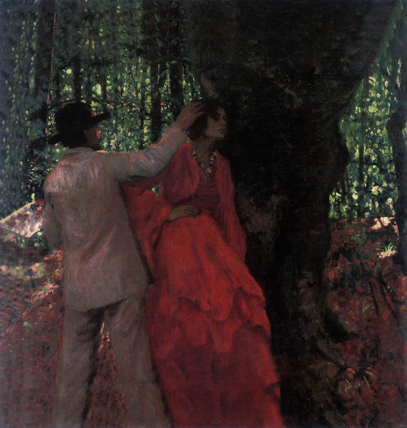 Maler und Modell im Wald