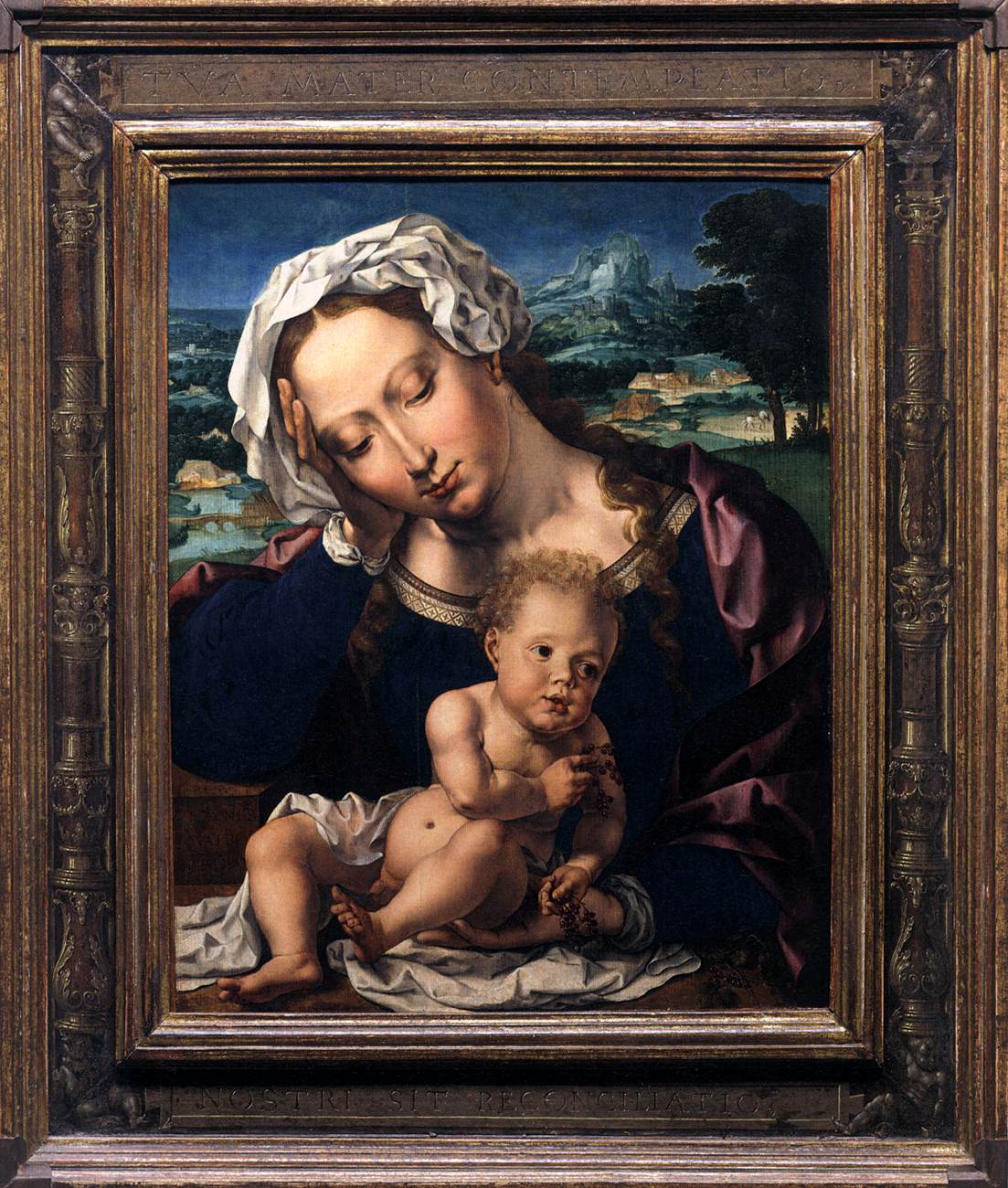 La vierge et l'enfant dans un paysage