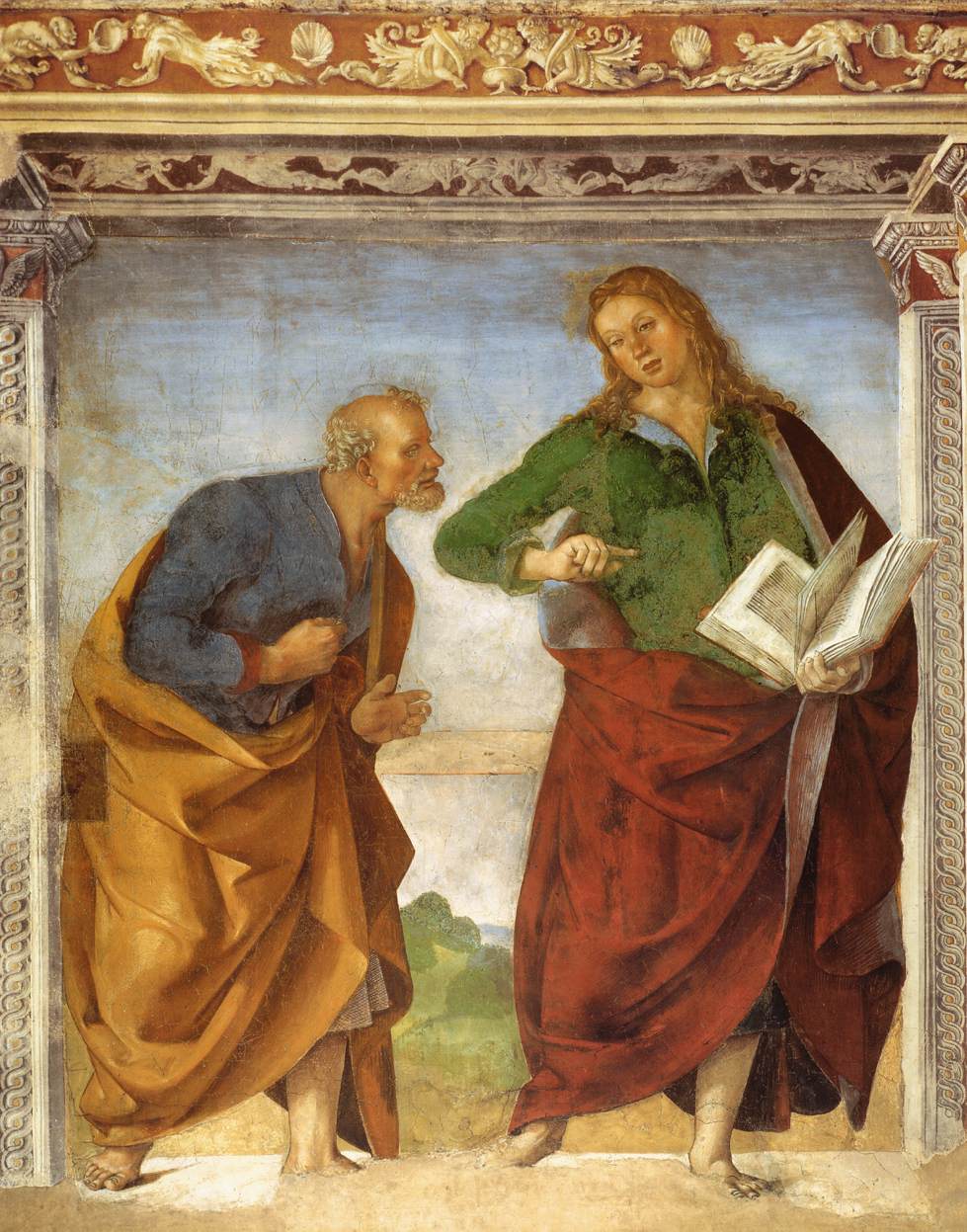 Les apôtres Peter et John l'évangéliste