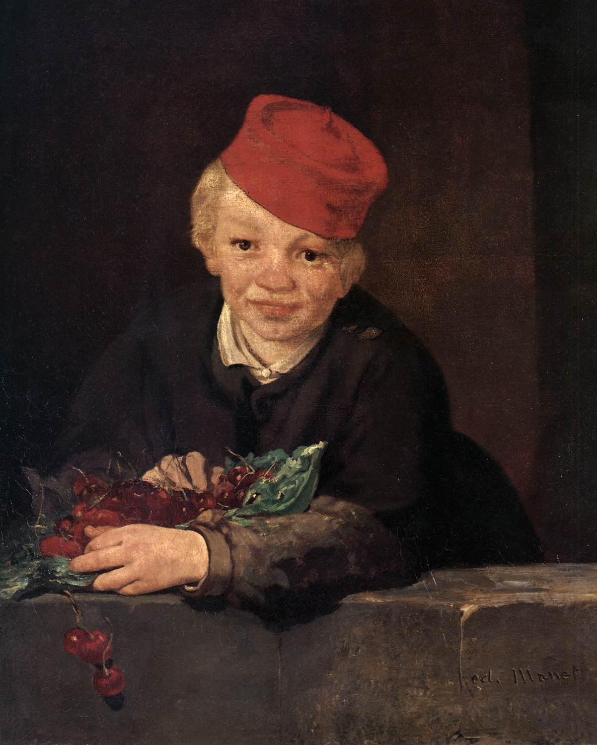 boy with cherries