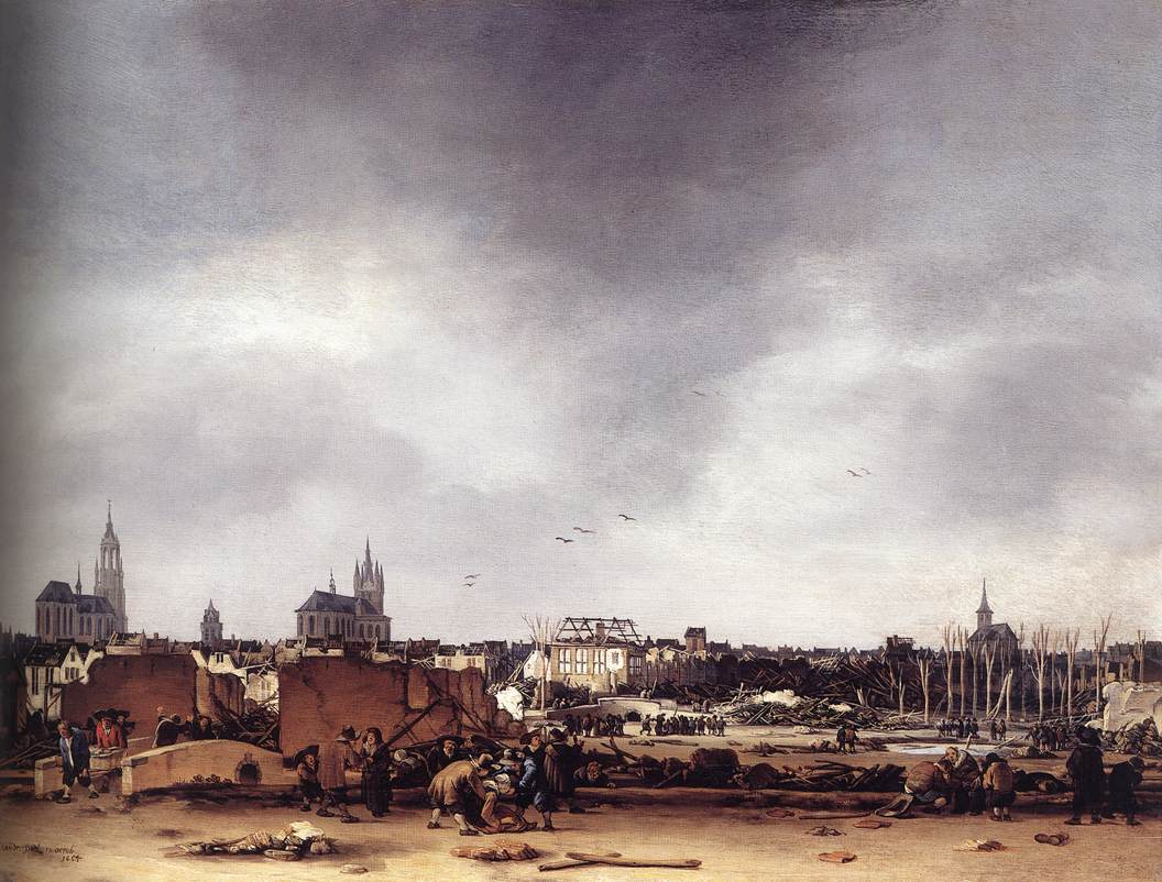Delft -weergave na de explosie van 1654