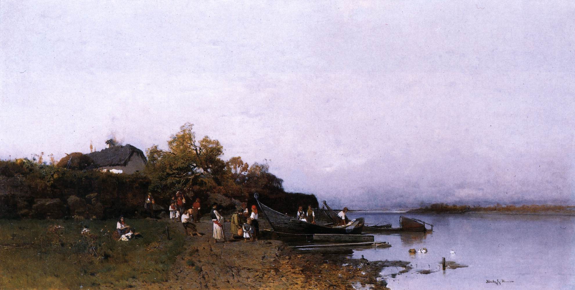 Pescatori traghetti sul fiume Tisza