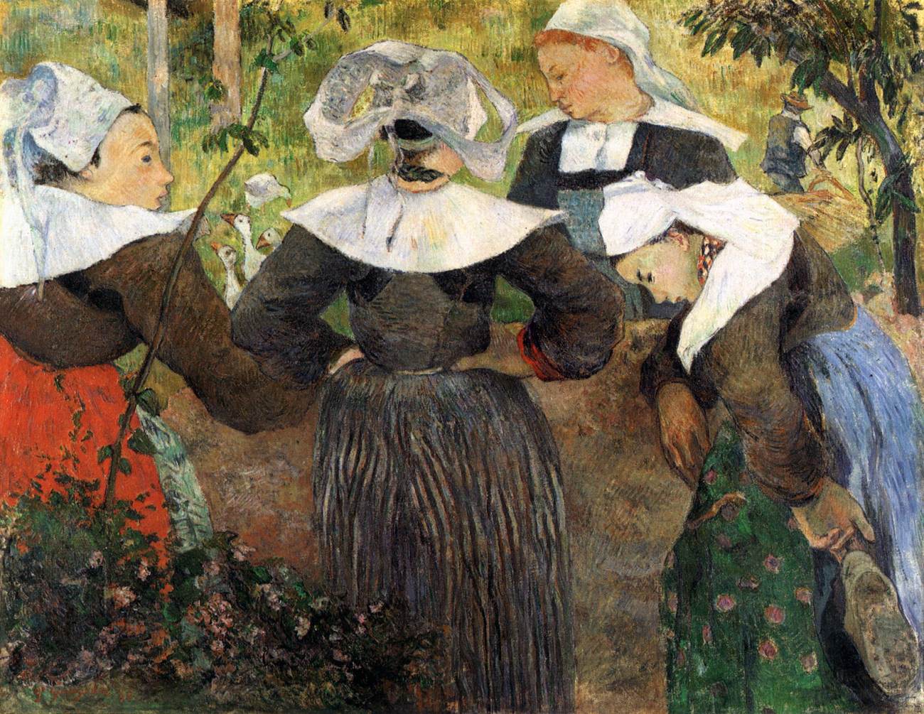 Cztery Breton Women tańczące