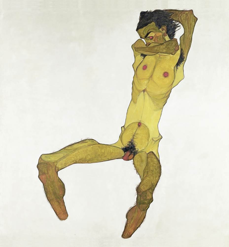 Seduto nudo maschile (auto -portrait)